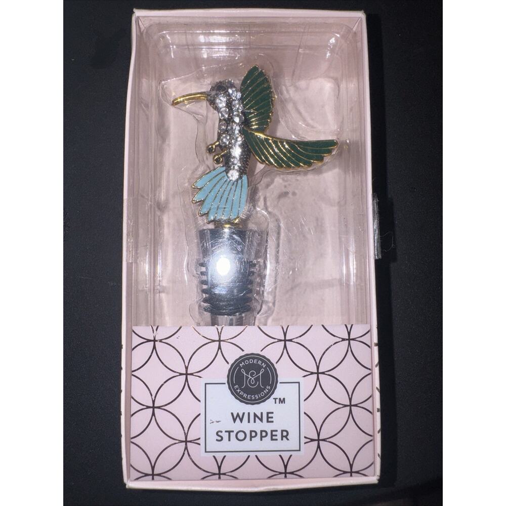 Modern Expressions Wine Stopper with Rhinestone Bird and Rhinestones